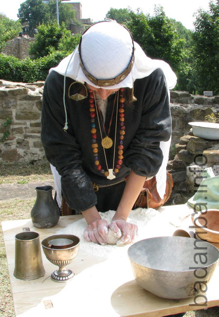 Girl knead bread
